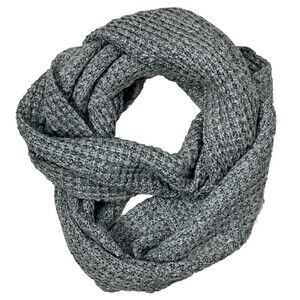 Infinity Scarf Gray Loop Textured Knit‎ Neck Warmer Boho Cottage Granny 64x12